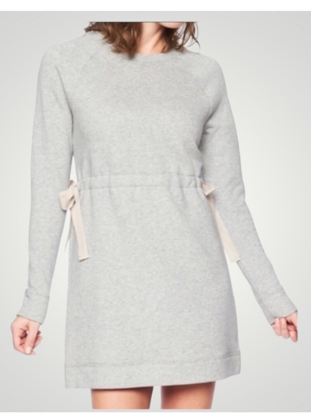 Athleta Studio Cinch Sweatshirt Dress Womens Gray Crewneck Cozy Lounge small
